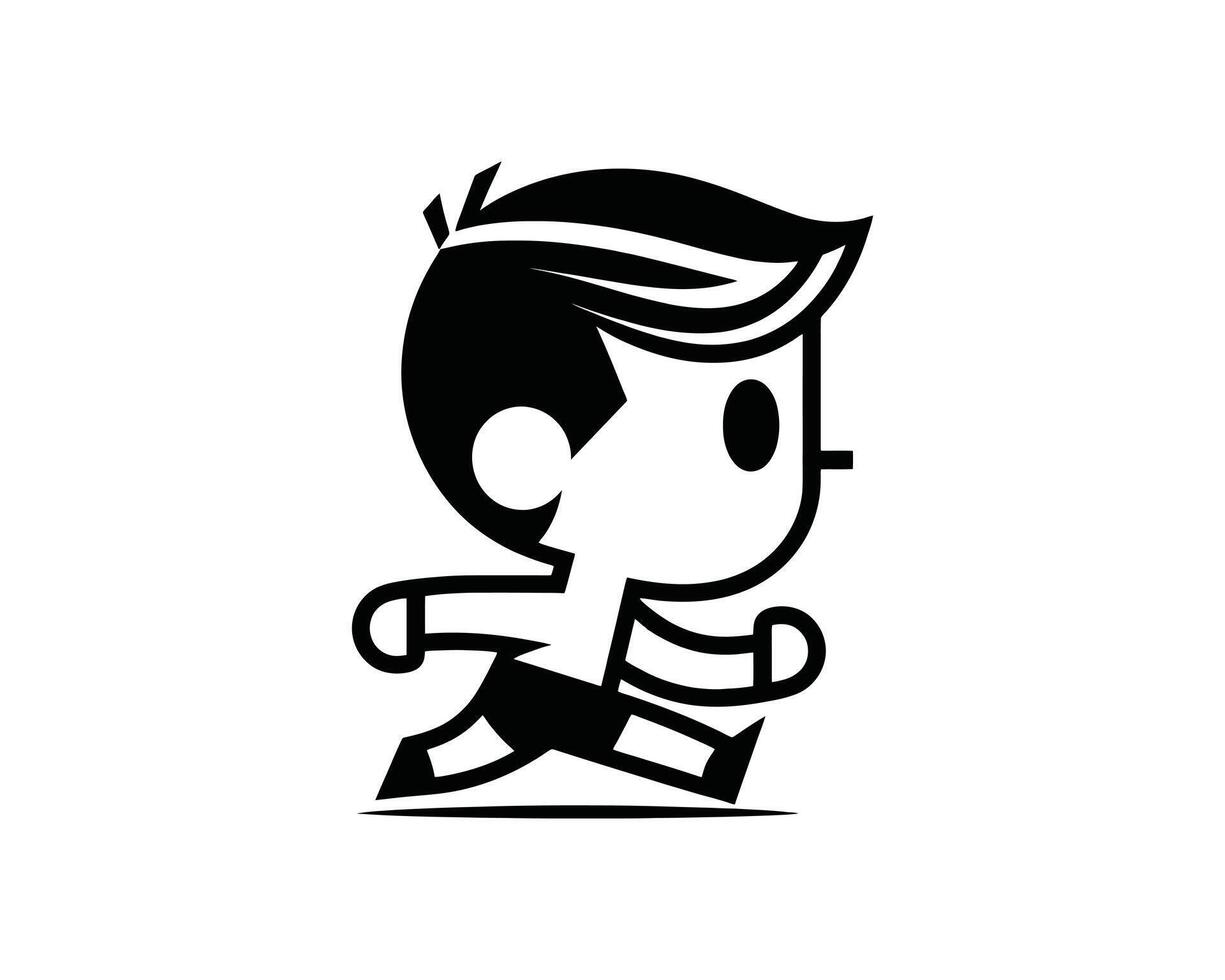 A cartoon boy running with a black background vector
