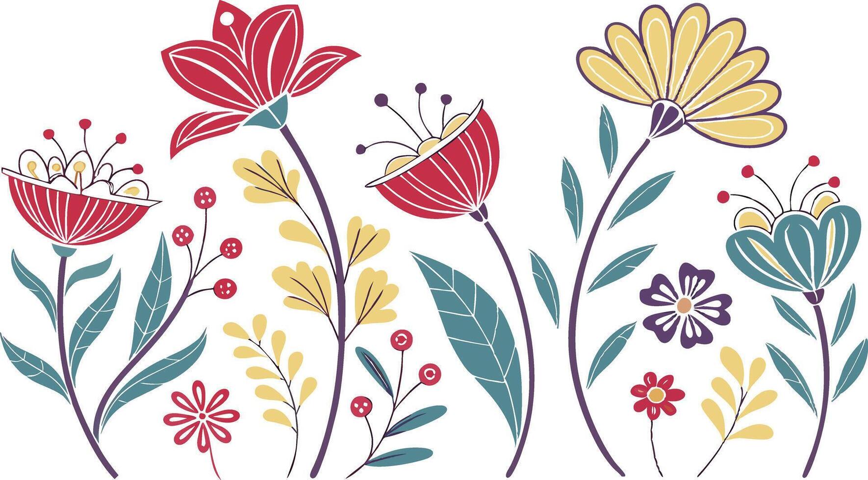 Beautiful Hand-Drawn Floral Illustrations - Perfect for Nature and Botanical vector