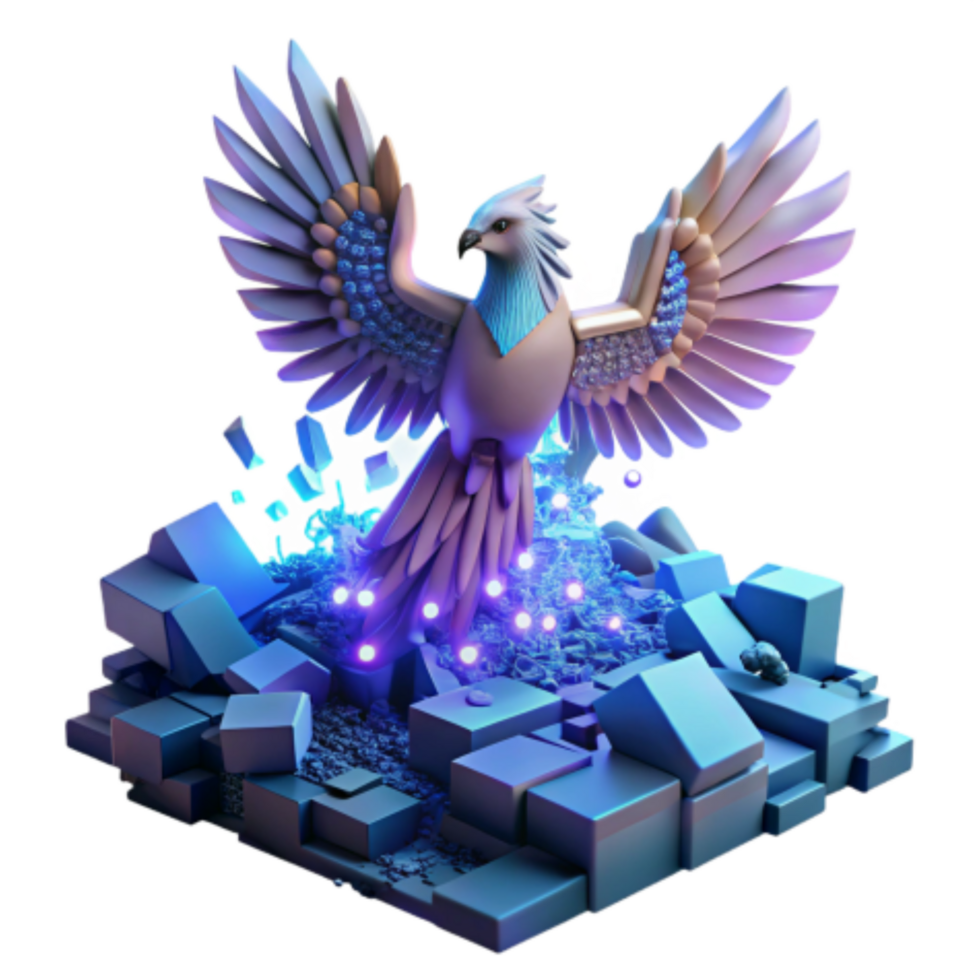 extraordinary abstract Rising Phoenix 3D Render of Mythical Creature original png