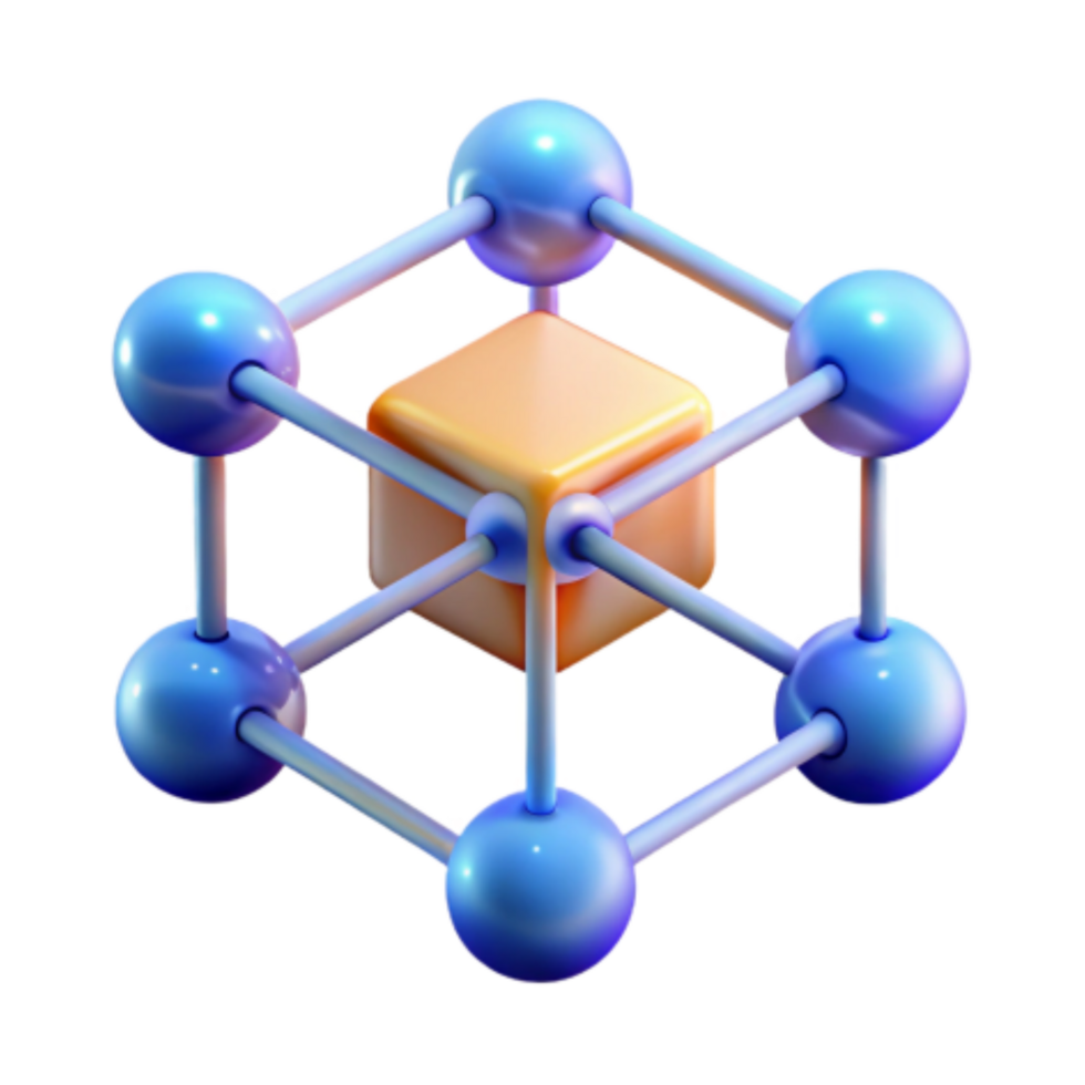 elegant contemporary Centralized Data Structure Networked Cube Model genuine png