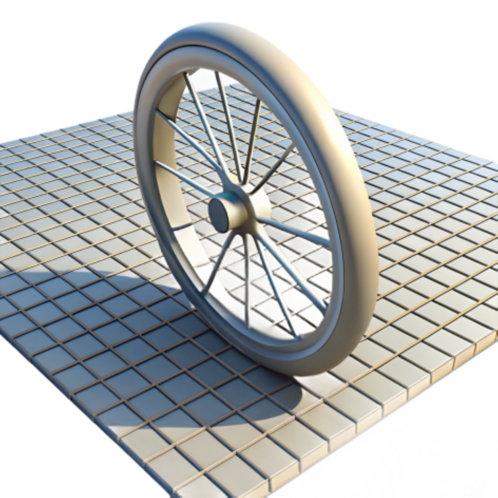 Wheel Rolling on Grid Surface 3D Rendering png