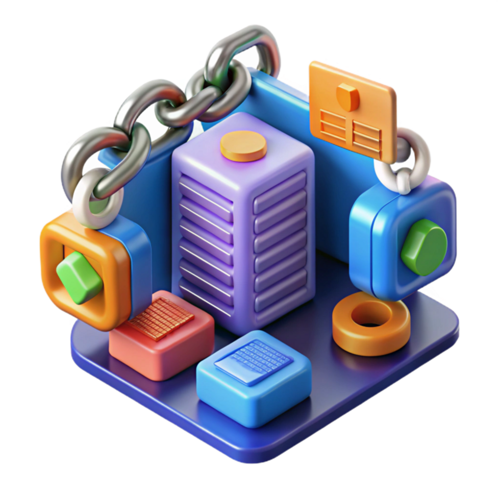 serene minimalist Secure Data Storage Chain Link Protection for Digital Assets detailed png