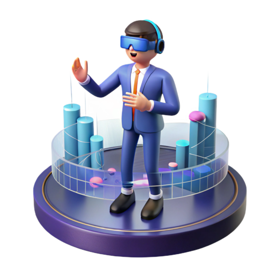 serene abstract Virtual Reality Business Data Visualization detailed png