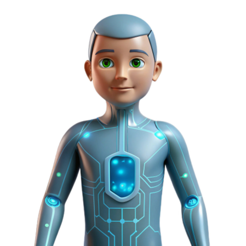 serene minimalist Futuristic Boy 3D Render of a Child in Advanced Tech Suit detailed png