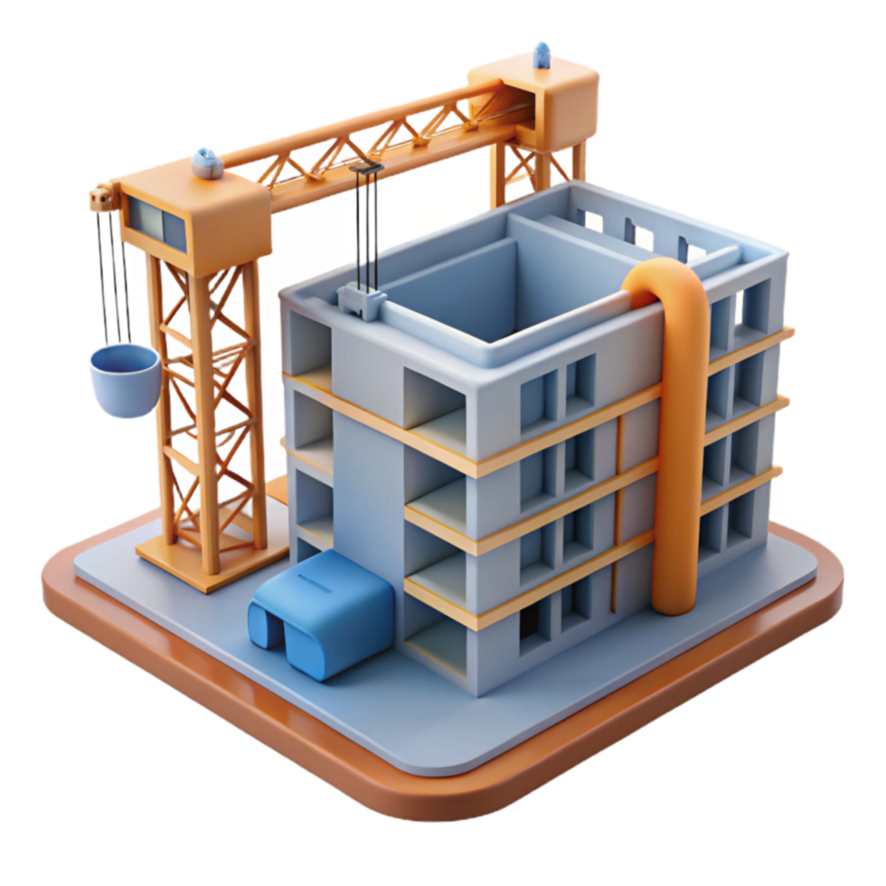 extraordinary rustic Construction Site Building Progress and Crane Operation high resolution png