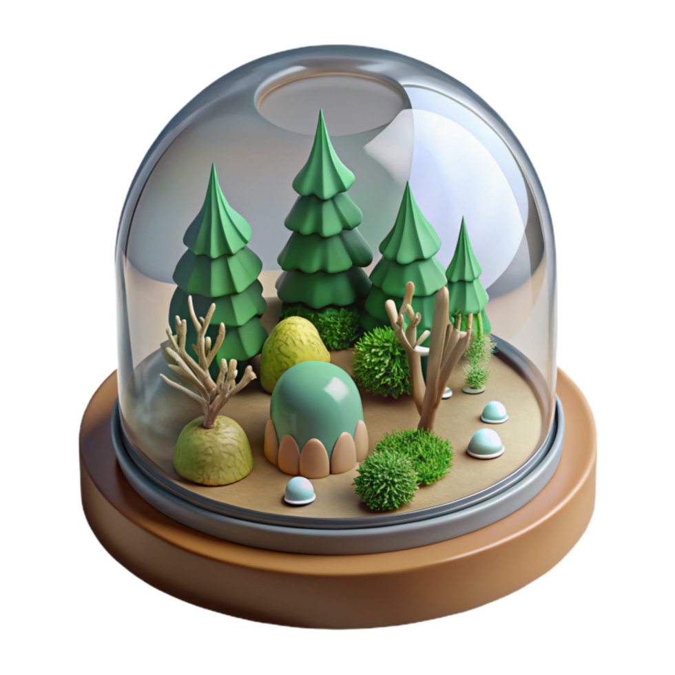 beautiful abstract Miniature Enchanting Forest Diorama Under Glass Dome genuine png
