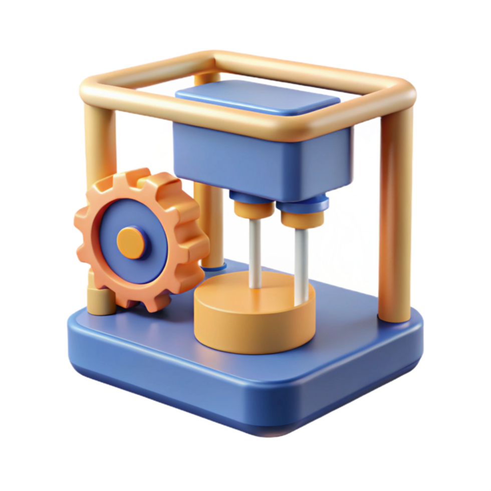 magnificent artistic 3D Printing Machine Automated Gear System detailed png