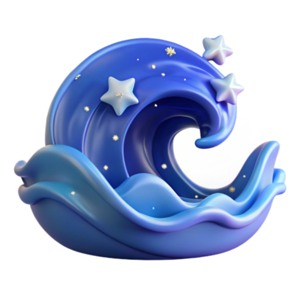 magnificent minimalist Starlit Ocean Wave 3D Render original png