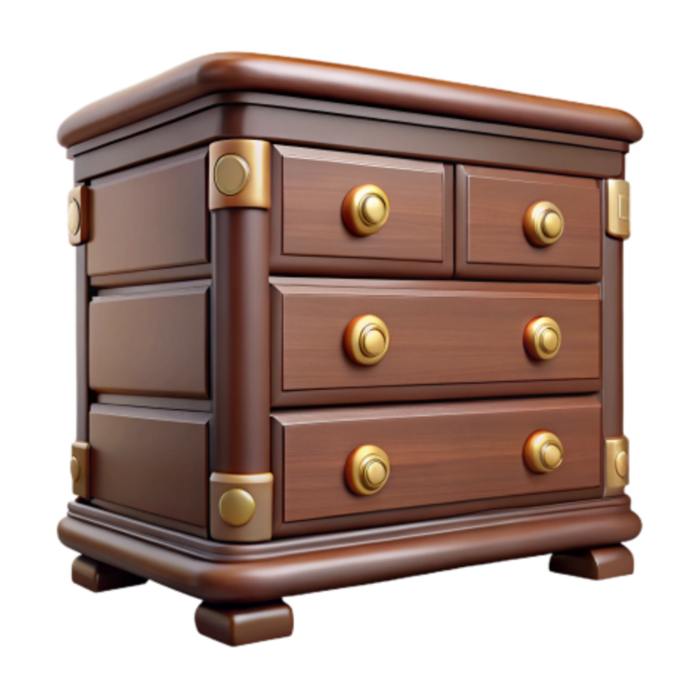 magnificent rustic Classic Wooden Chest of Drawers with Gold Accents exclusive png
