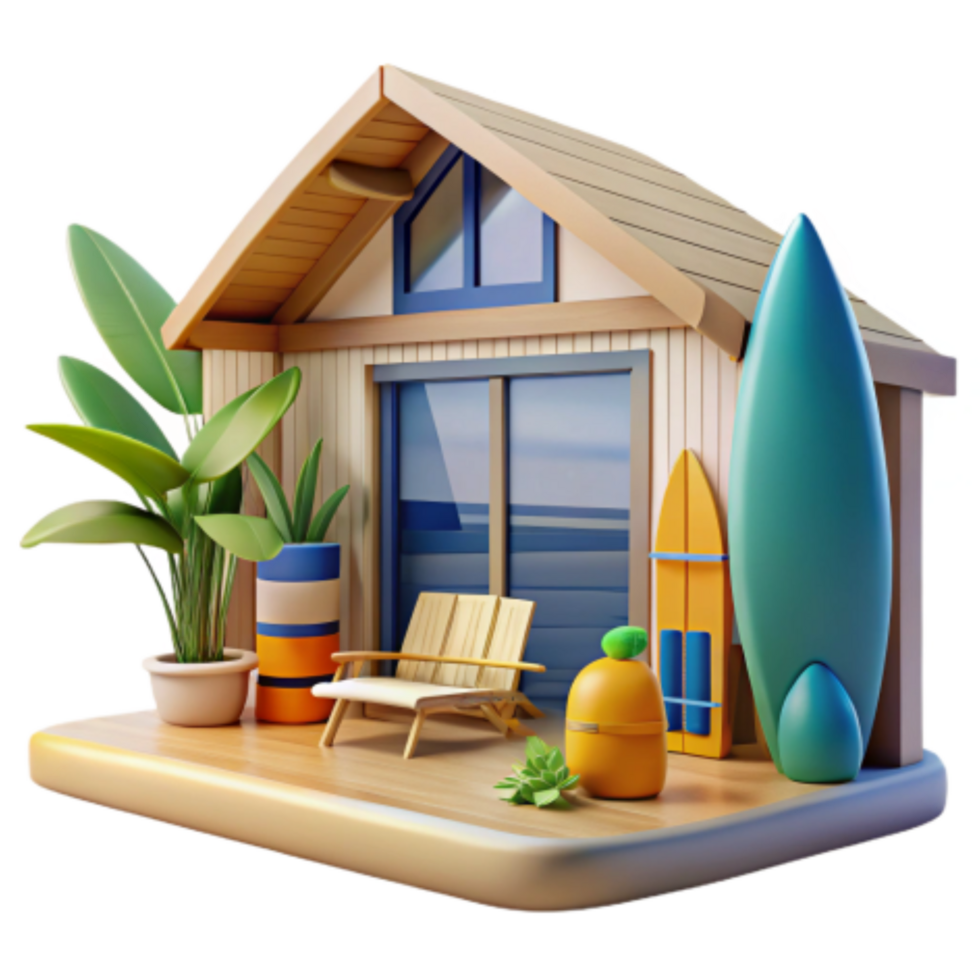serene modern Coastal Cottage Beach House Relaxation high resolution png