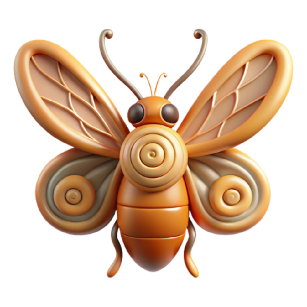 serene classic Whimsical 3D Render of an Orange Butterfly authentic png