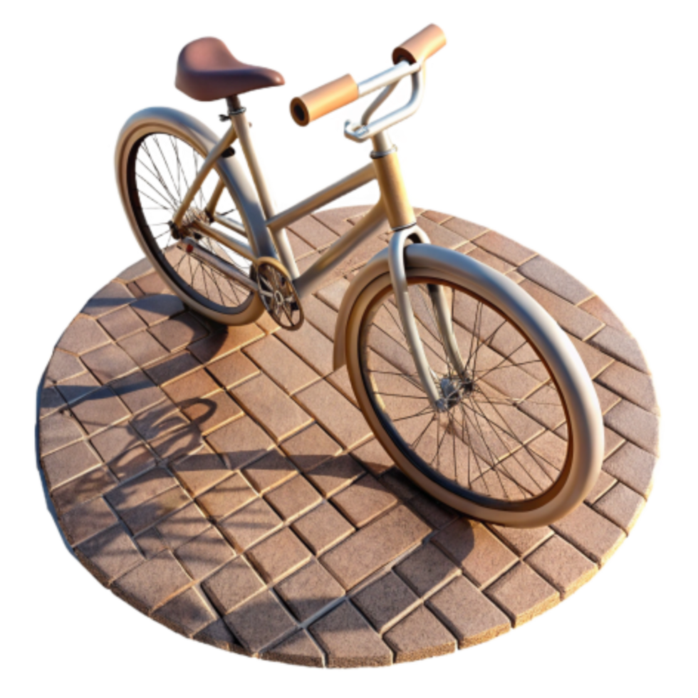 elegant artistic Classic Cruiser Bicycle on Brick Pavement premium png