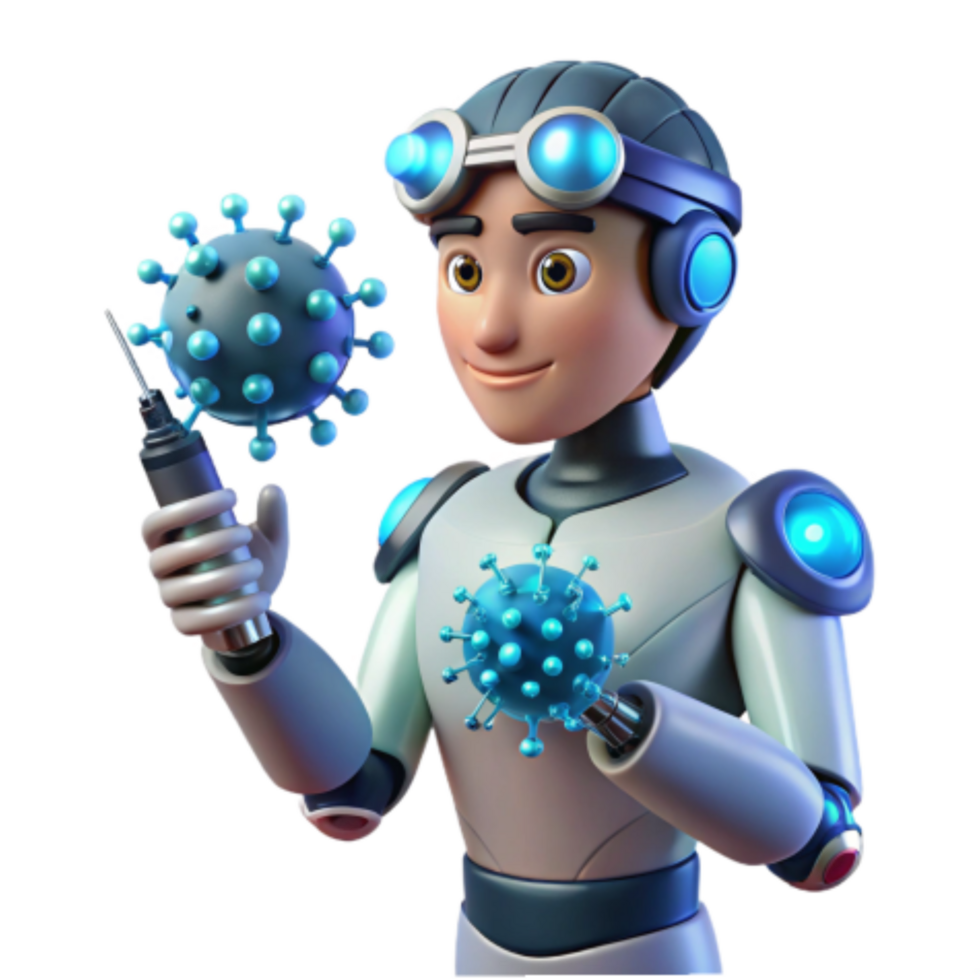 serene minimalist Fighting Viruses A 3D Robots Battle Against Infection original png