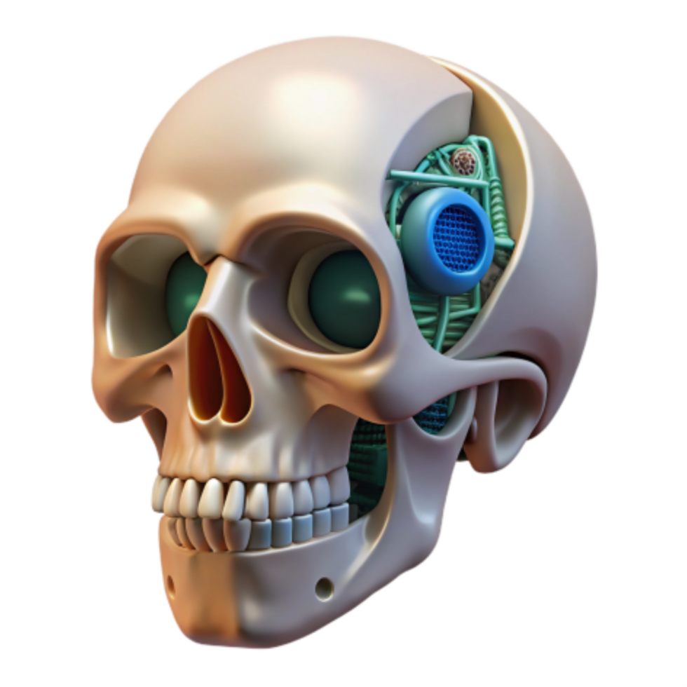 elegant contemporary Cybernetic Skull Robotic Head Anatomy exclusive png