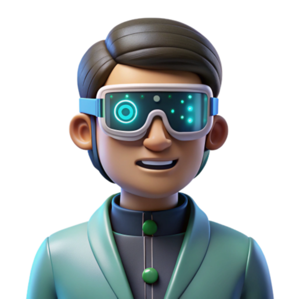 magnificent abstract Future Scientist 3D Render of Person in Smart Glasses authentic png