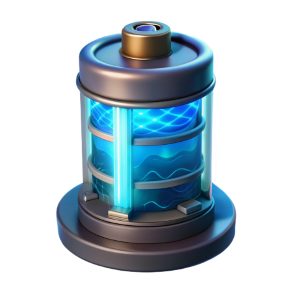 vibrant classic Futuristic Energy Cell Blue Glowing Power Source exclusive png