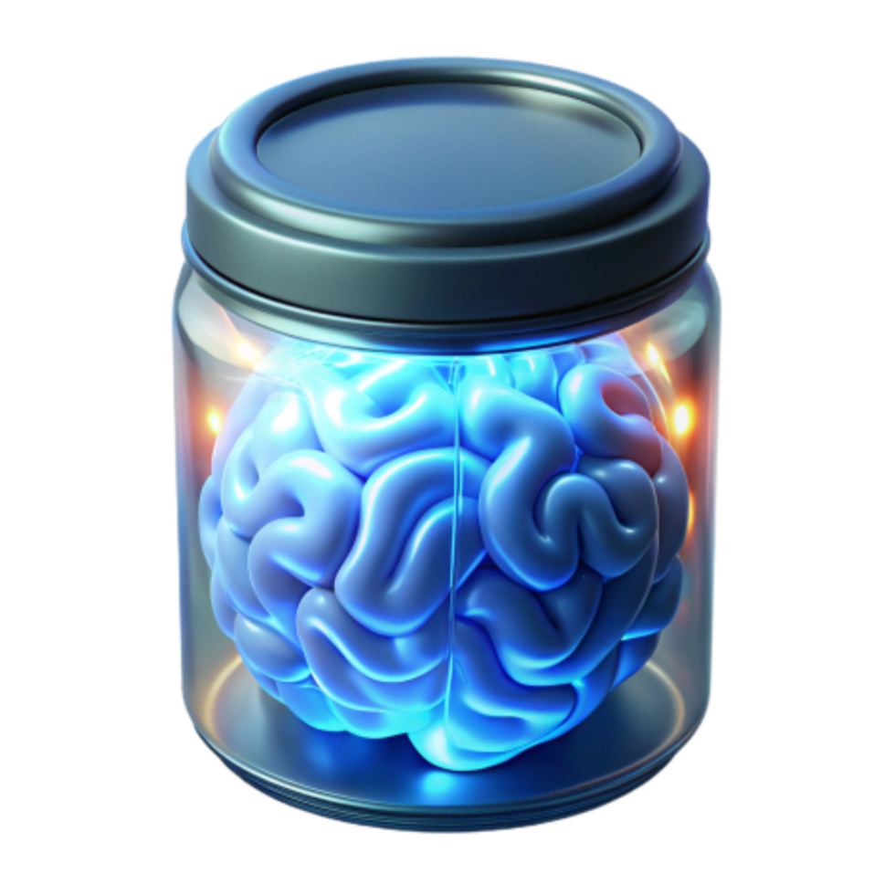 impressive minimalist Glowing Brain in a Jar Cognitive Enhancement Neural Research professional png