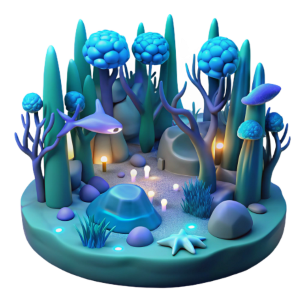 extraordinary contemporary Enchanted Underwater Forest 3D Render original png