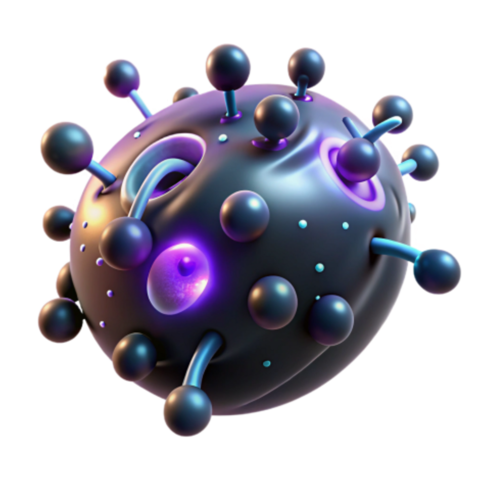 impressive contemporary Microscopic Pathogen 3D Rendering of Virus Structure premium png