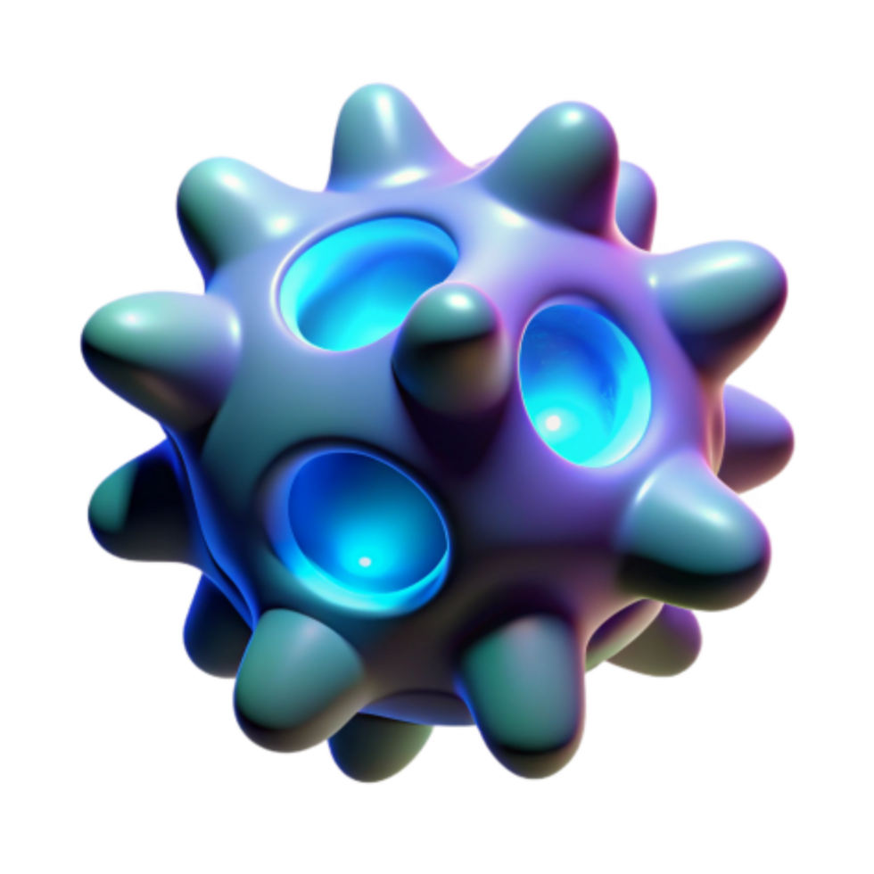 serene traditional Glowing Spiked Sphere Abstract 3D Render high quality png