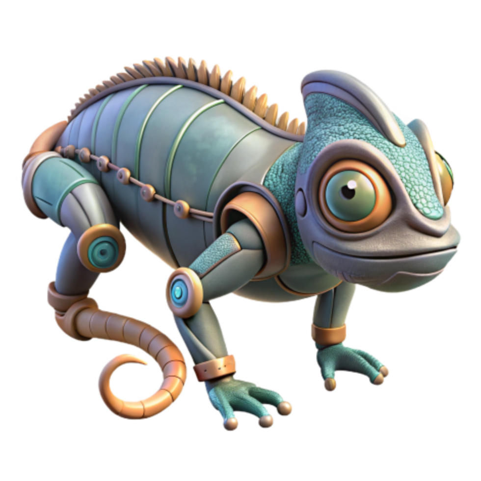 magnificent creative Steampunk Chameleon Robot Mechanical Reptile Art authentic png