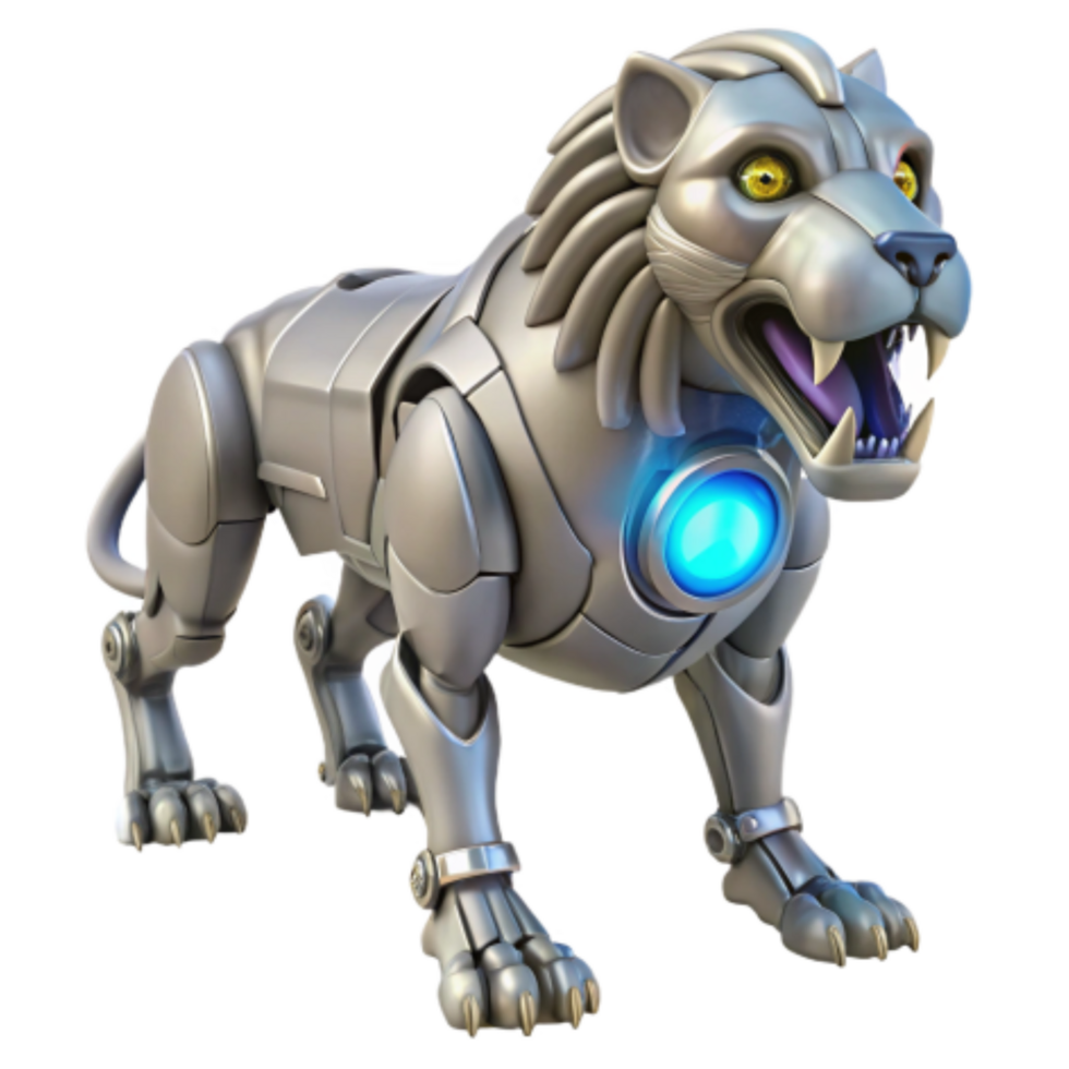 wonderful traditional Robotic Lion Mechanical Beast with Glowing Core original png