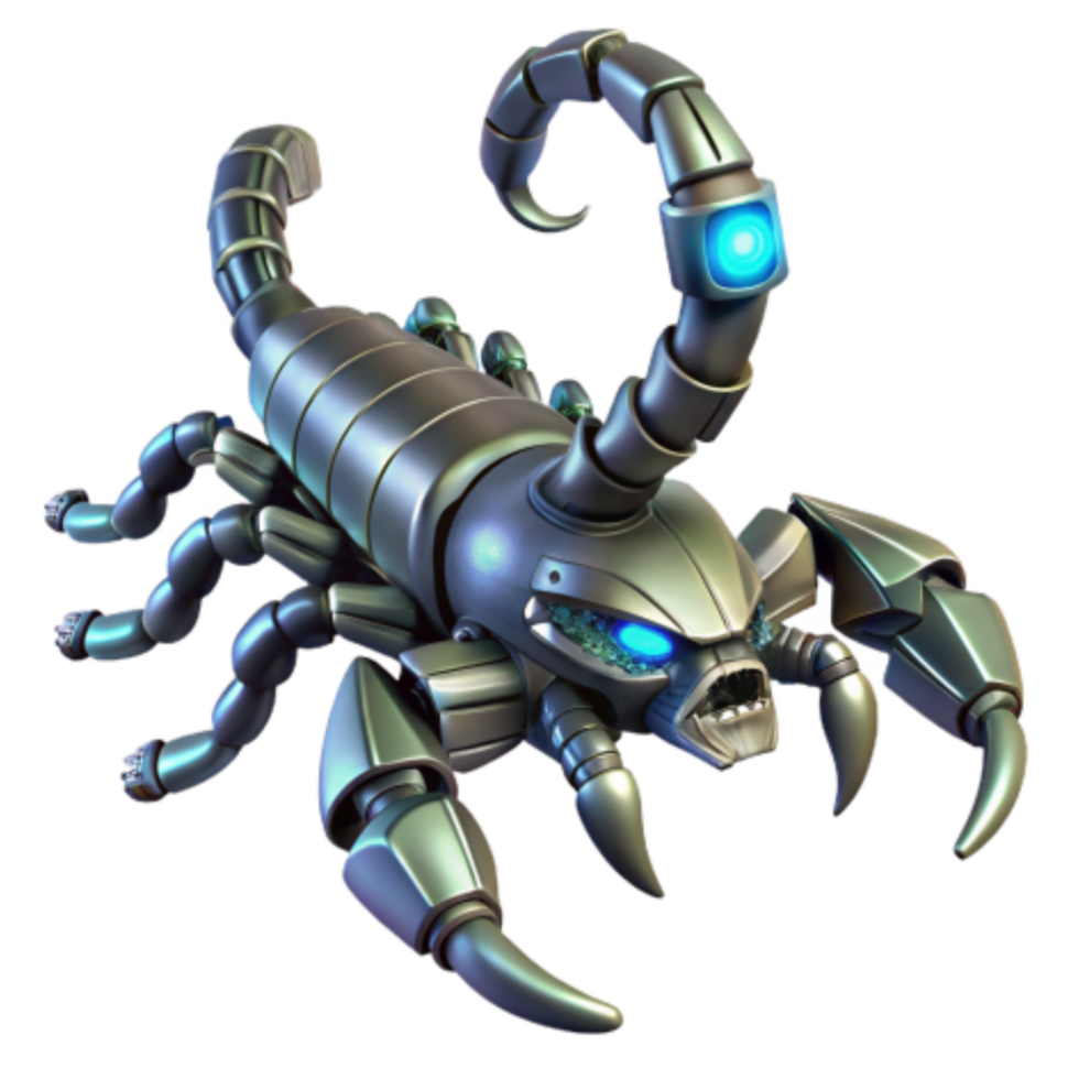 impressive traditional Mechanical Scorpion Robotic Arachnid Design professional png