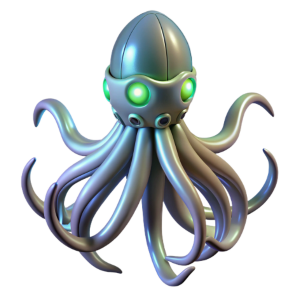 impressive artistic Cybernetic Octopus 3D Render of a Futuristic Creature premium png