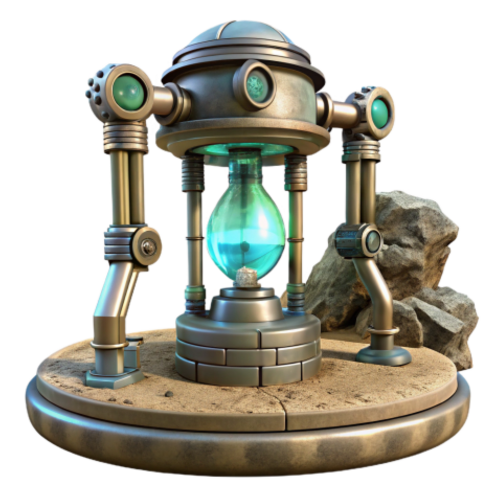 impressive rustic Steampunk Hourglass Machine Time, Sand, Gear, Technology, Mystery, Alchemy, Ancient Artifact, Science Fiction, Fantasy, Clockwork high resolution png