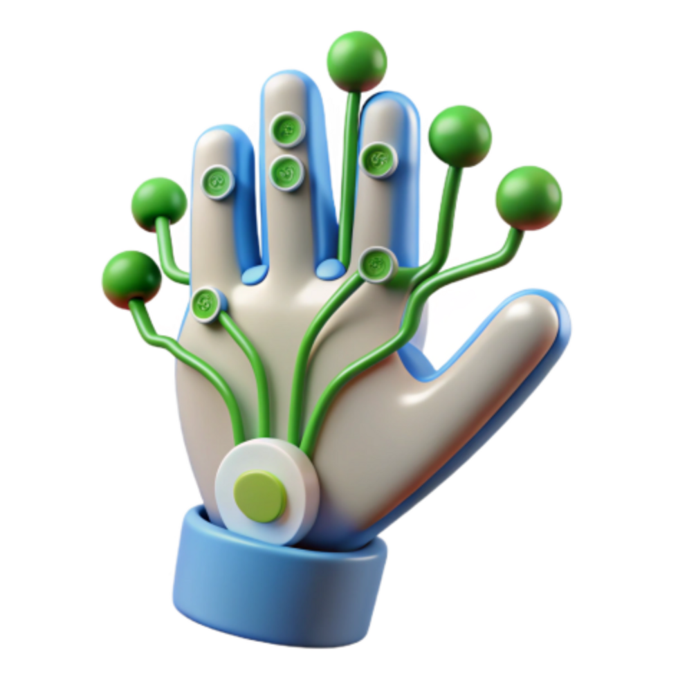 elegant minimalist Interconnected Nodes A 3D Hand Model 4K png