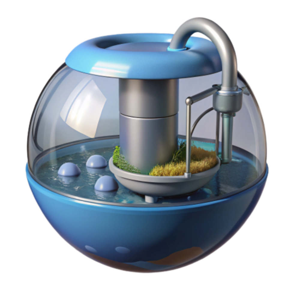 extraordinary creative Closed-Loop Aquatic Ecosystem Sustainable Mini-Biosphere professional png