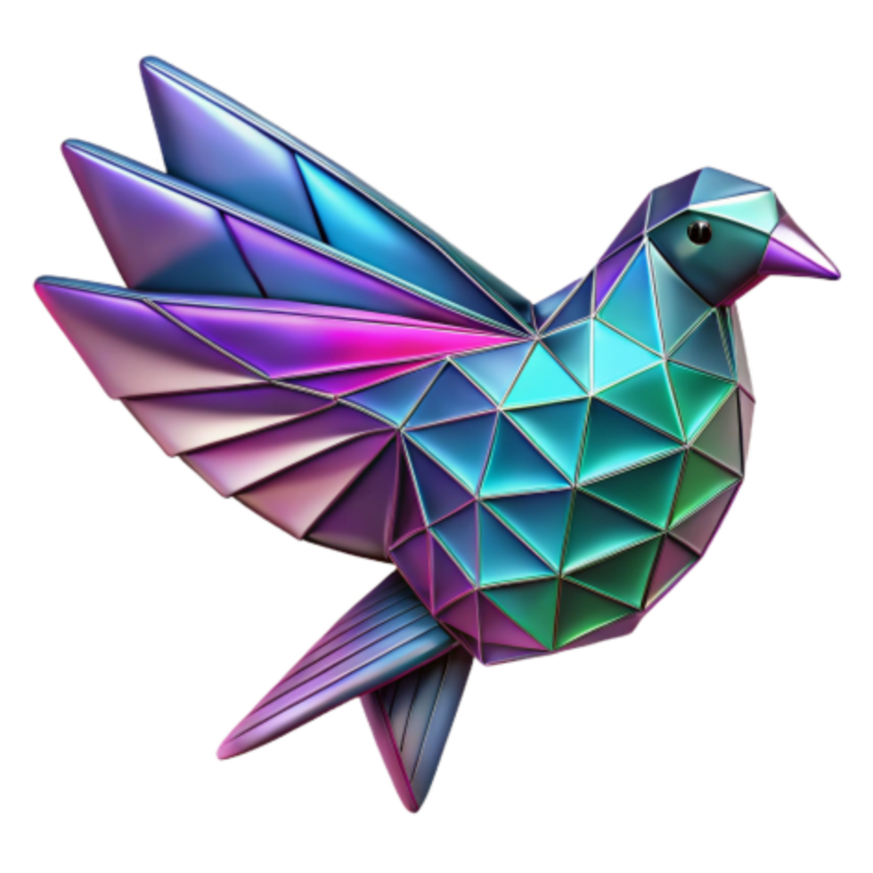 wonderful abstract Geometric Avian Iridescent Polygonal Bird Design genuine png