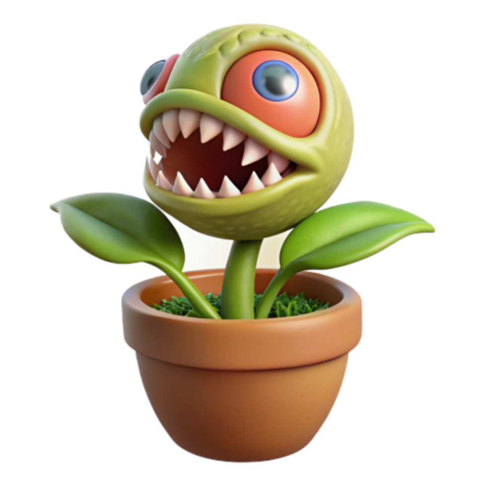 stunning creative Cute Carnivorous Plant in Pot 3D Render professional png