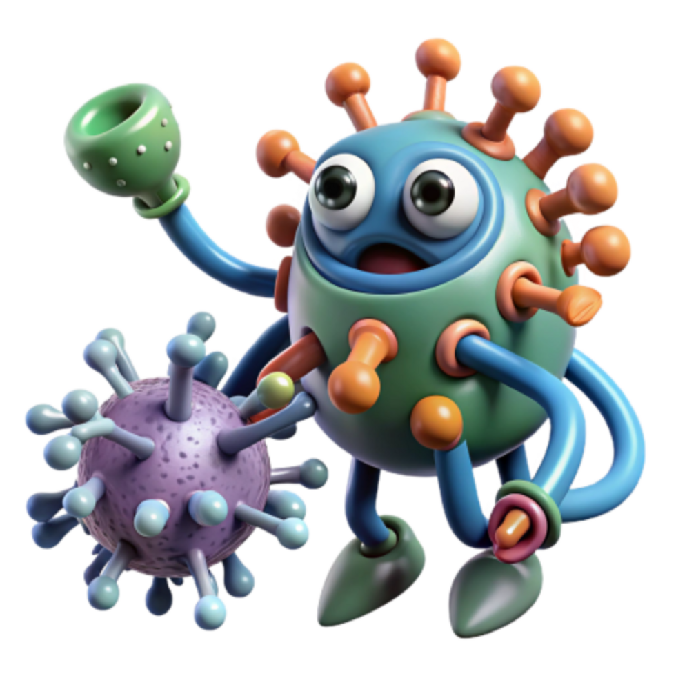 dramatic abstract Cartoon Virus 3D Model of Infectious Agent high resolution png