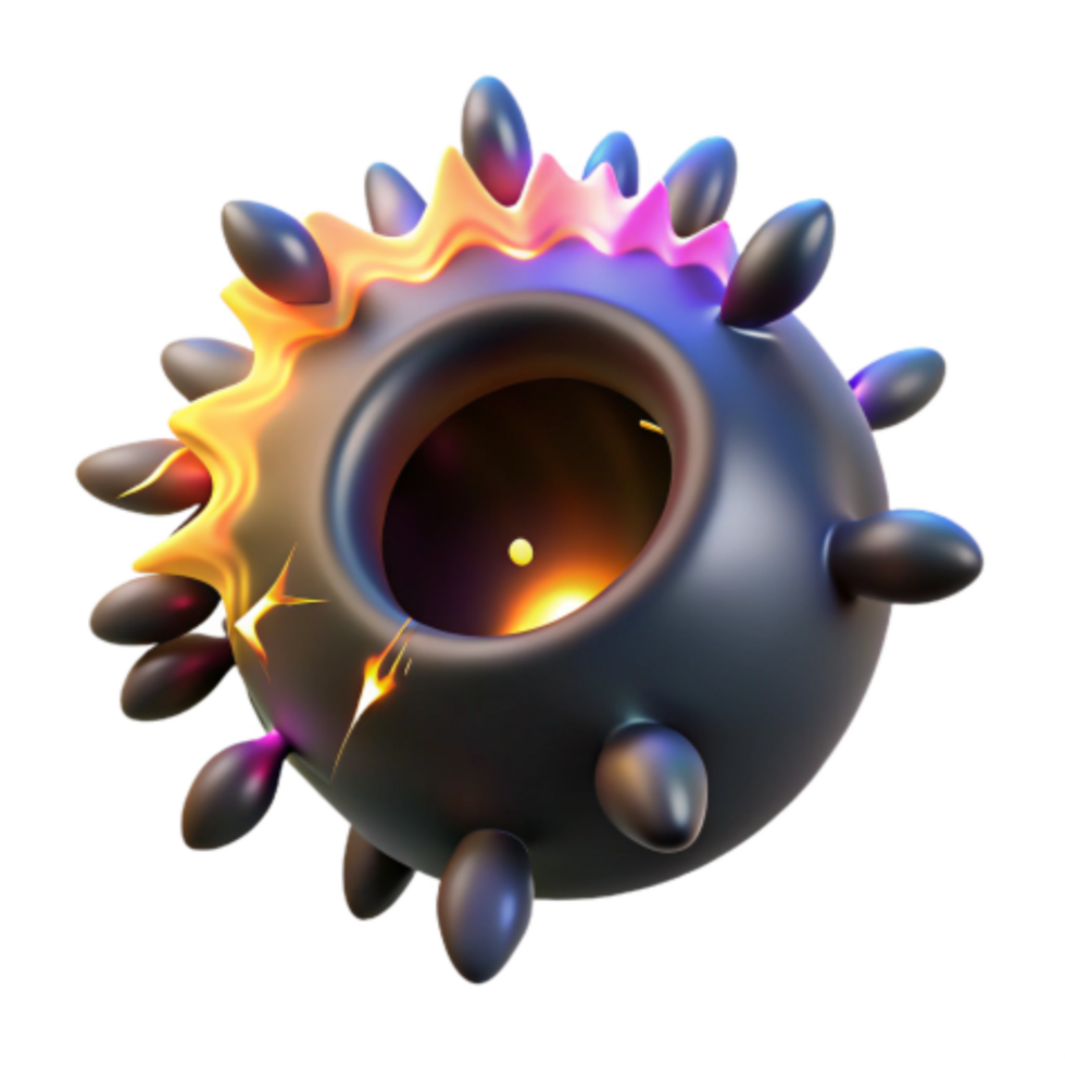 extraordinary artistic Abstract 3D Render Glowing Orb with Spikes professional png