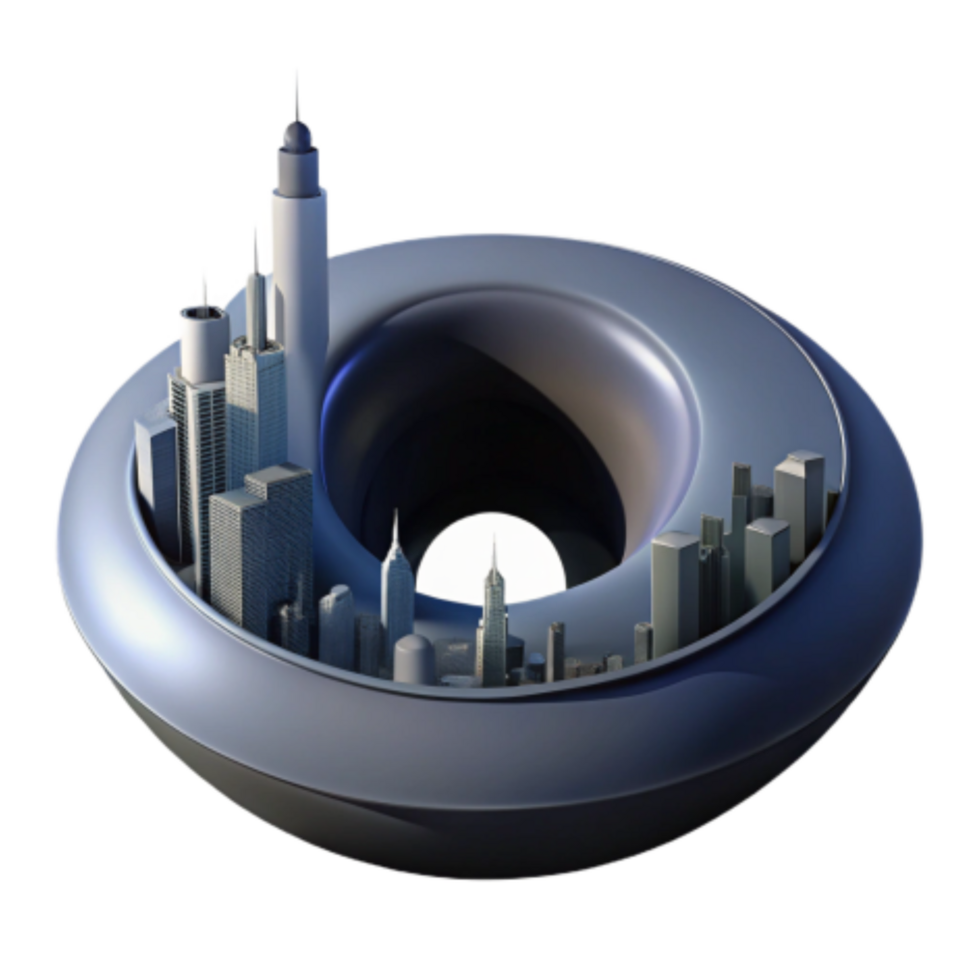 magnificent abstract Urban Metropolis in a Torus Architectural Visualization professional png