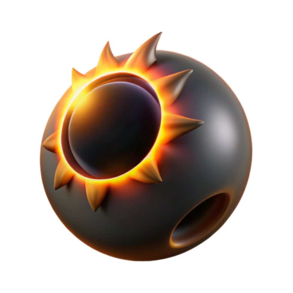 extraordinary traditional Glowing Sphere with Sunburst 3D Render high quality png