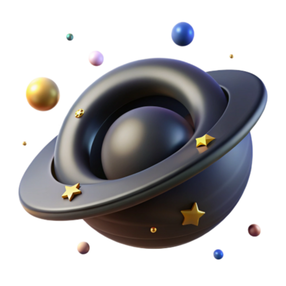 beautiful creative Cosmic Sphere 3D Render of Planetary System premium png