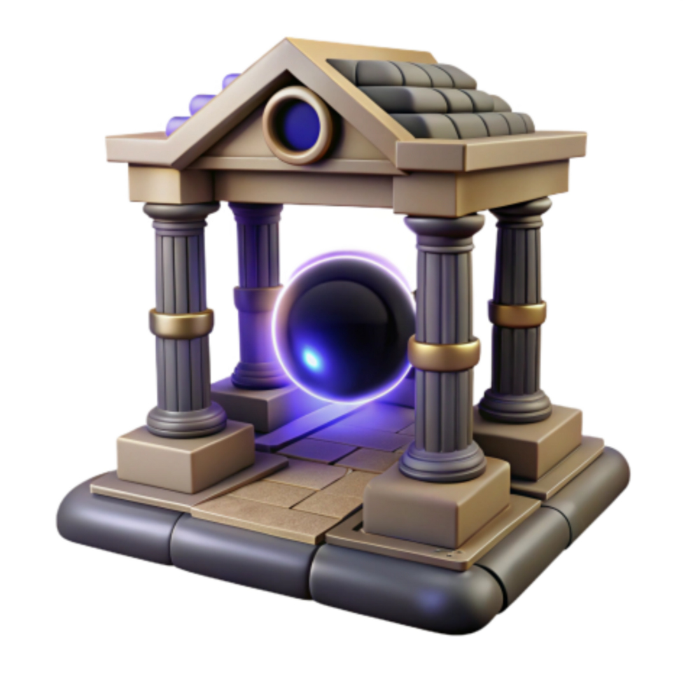 wonderful minimalist Ancient Temple with Glowing Orb high resolution png