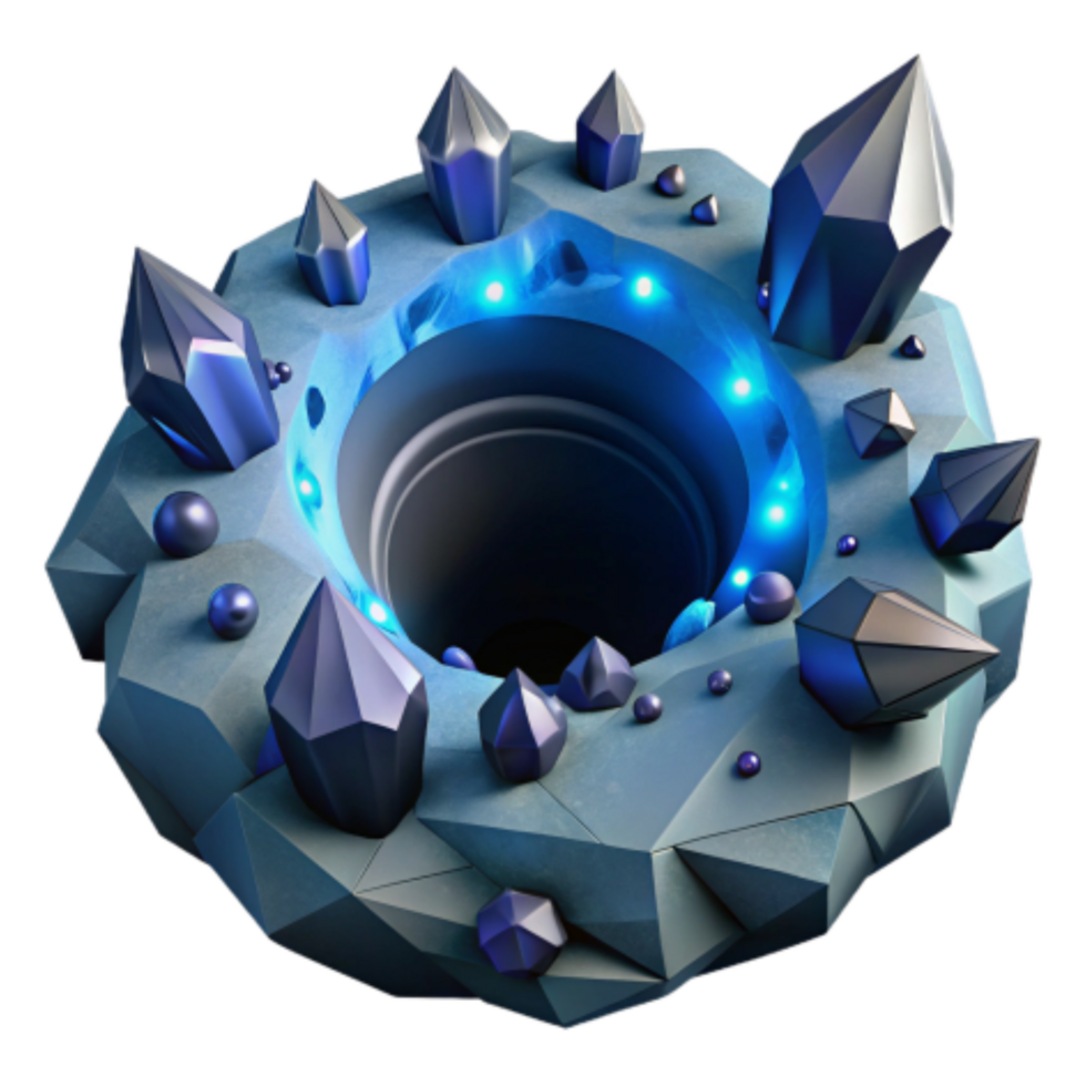 elegant minimalist Glowing Crystals Encircling a Deep Hole premium png