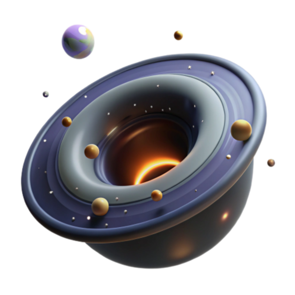 impressive minimalist Cosmic Ring 3D Render of Planetary System genuine png