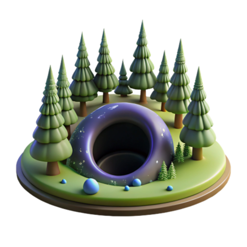 wonderful classic Mysterious Forest Hole 3D Render of Enigmatic Scene genuine png