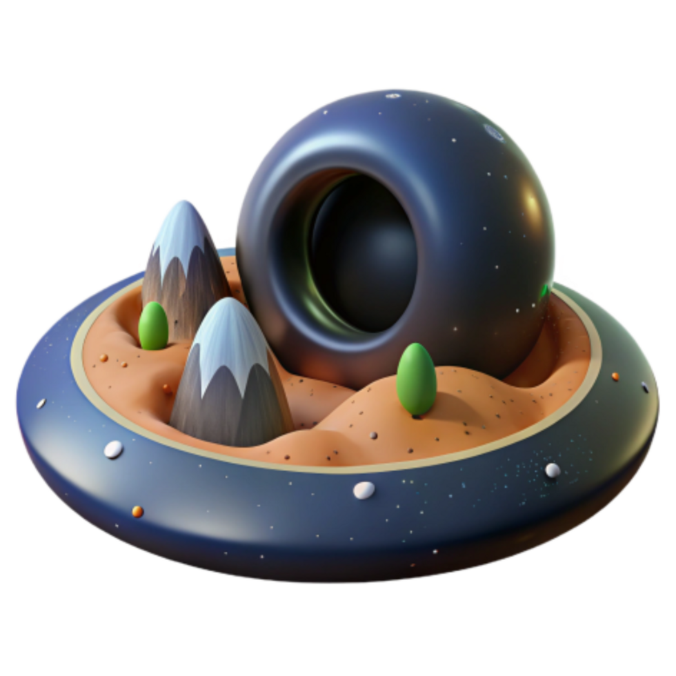 serene vintage 3D Render Miniature Desert Landscape with Torus professional png