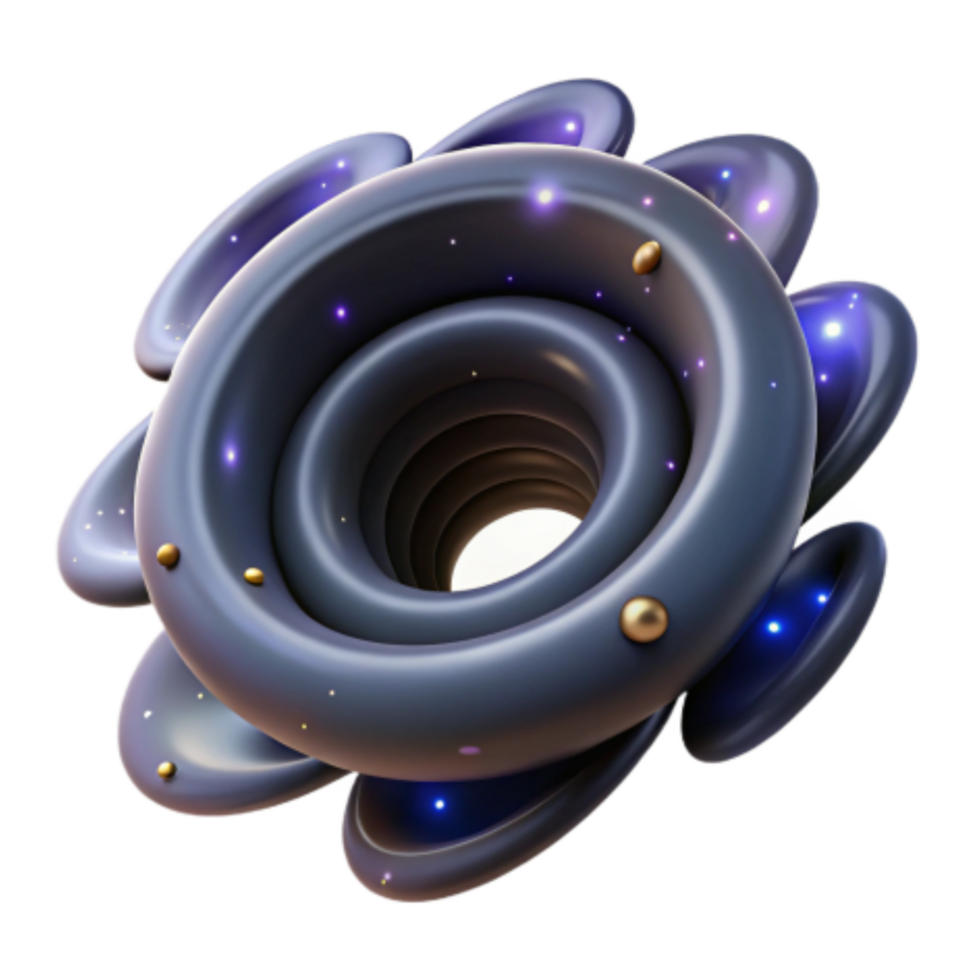 extraordinary modern Abstract 3D Render Cosmic Rings and Glowing Particles original png