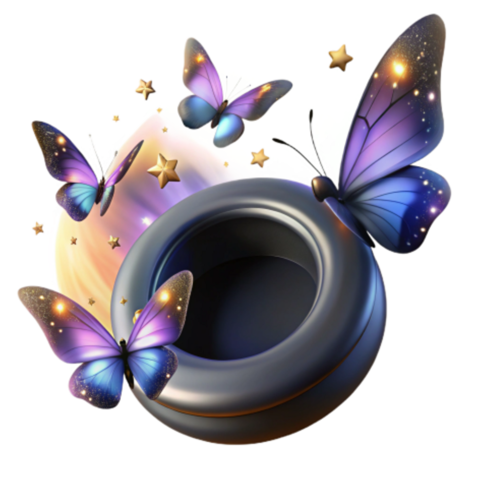 beautiful contemporary Glowing Butterflies Cosmic Ring high quality png