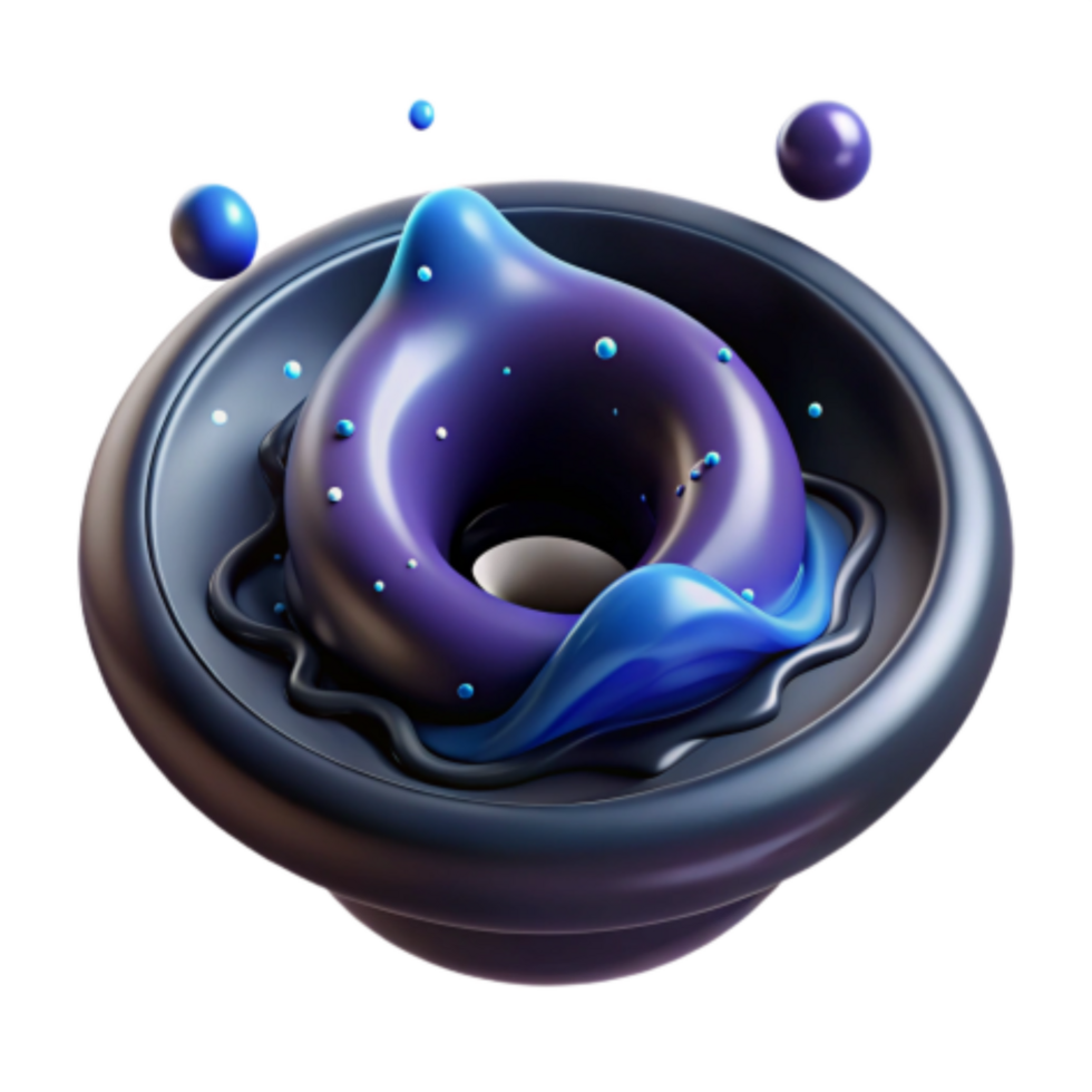 vibrant minimalist Abstract 3D Render Fluid Donut Design 4K png