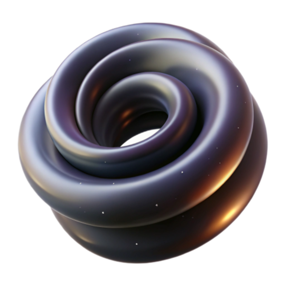 elegant artistic Abstract 3D Torus Knot Metallic, Swirling Design original png