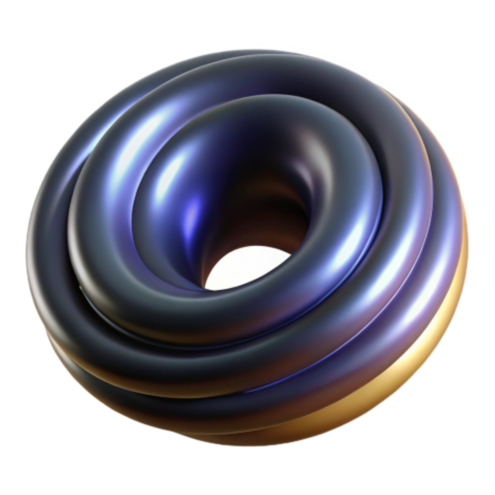 wonderful contemporary Abstract 3D Torus Metallic, Swirling, Gradient Design original png