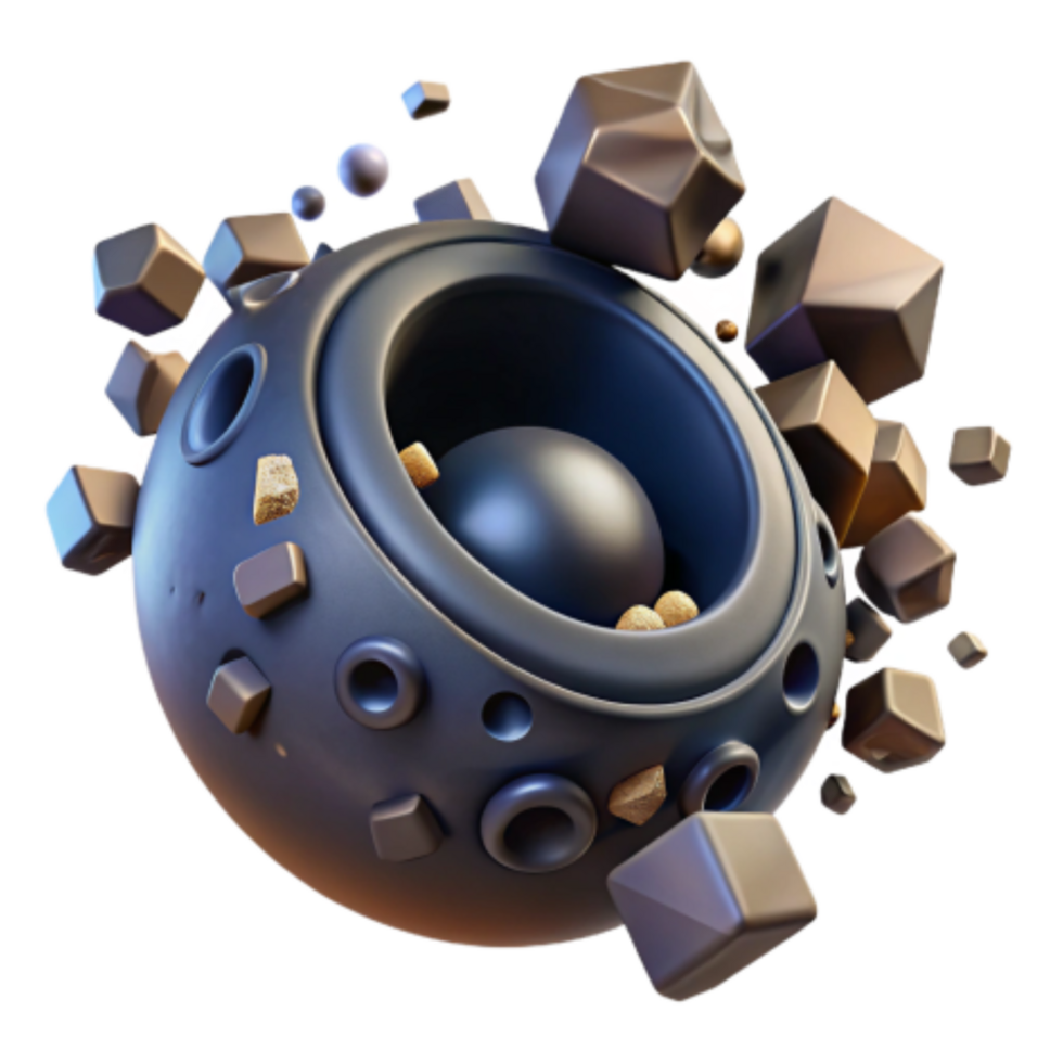 wonderful rustic Abstract 3D Sphere with Geometric Shapes high quality png