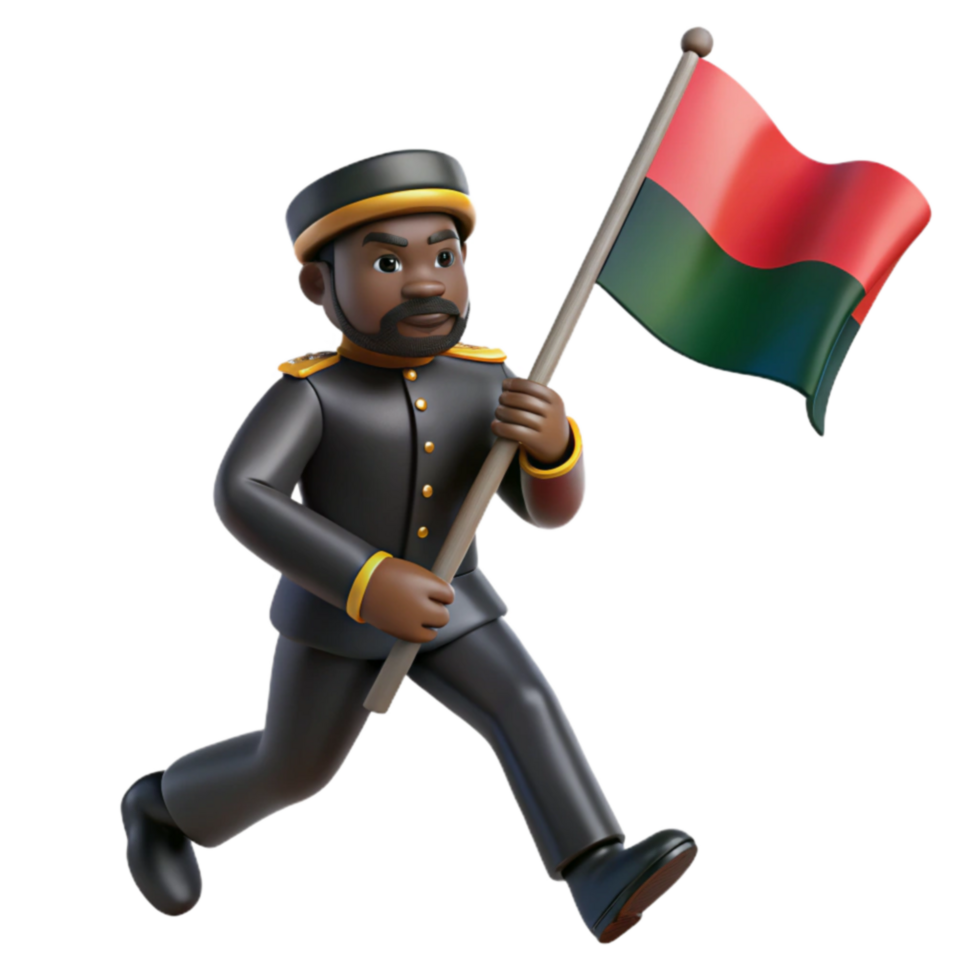 impressive modern 3D Render of a Person Running with a Flag high quality png